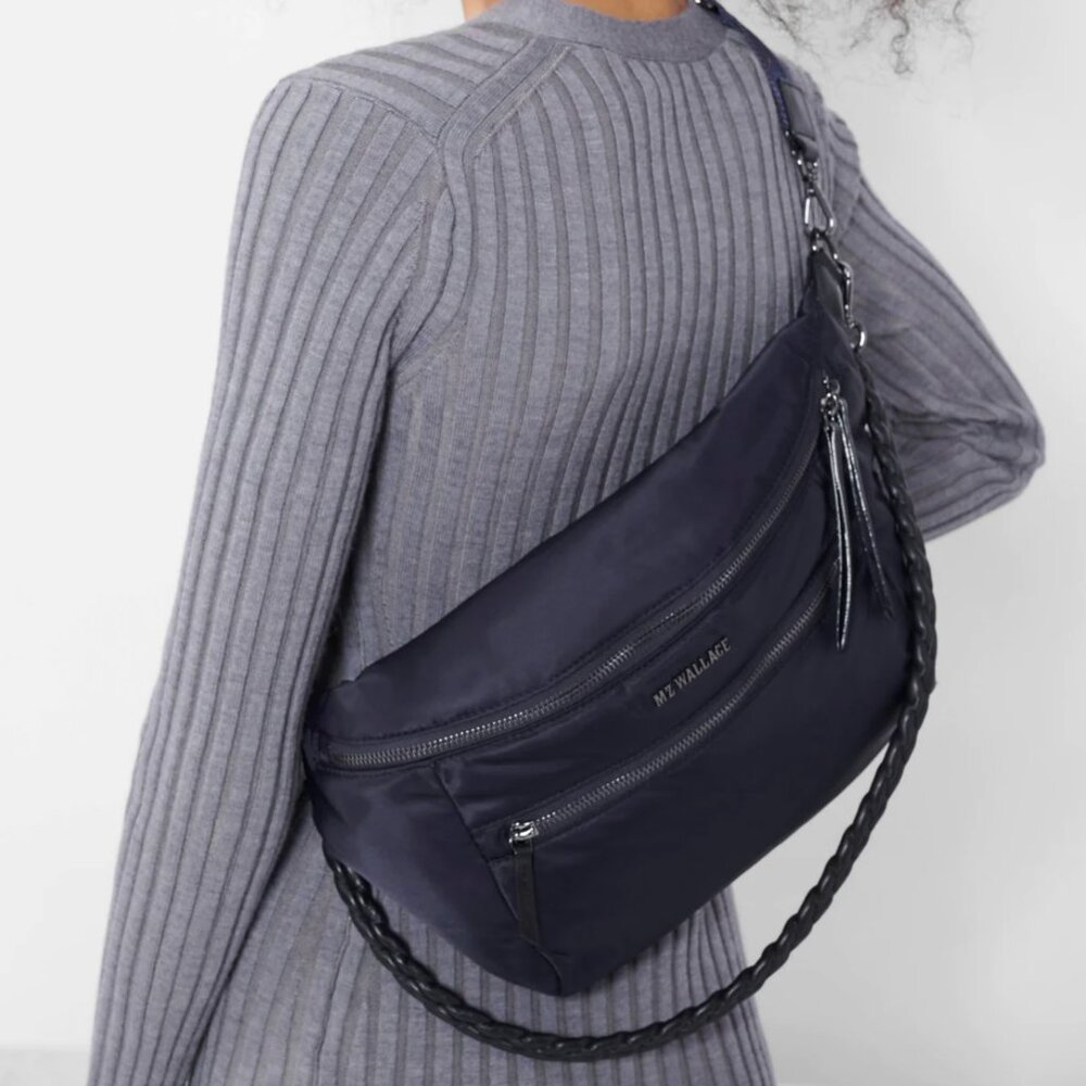 MZ Wallace Dawn Bowery Sling Bag - Navy - Chic & Versitile